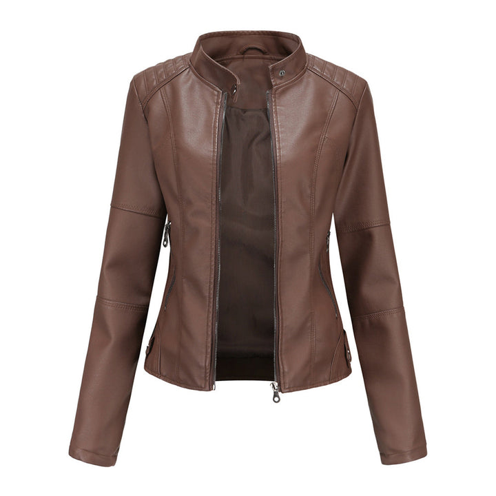 Jocelyn | Dames Klassiek Biker Jacket met Staande Kraag