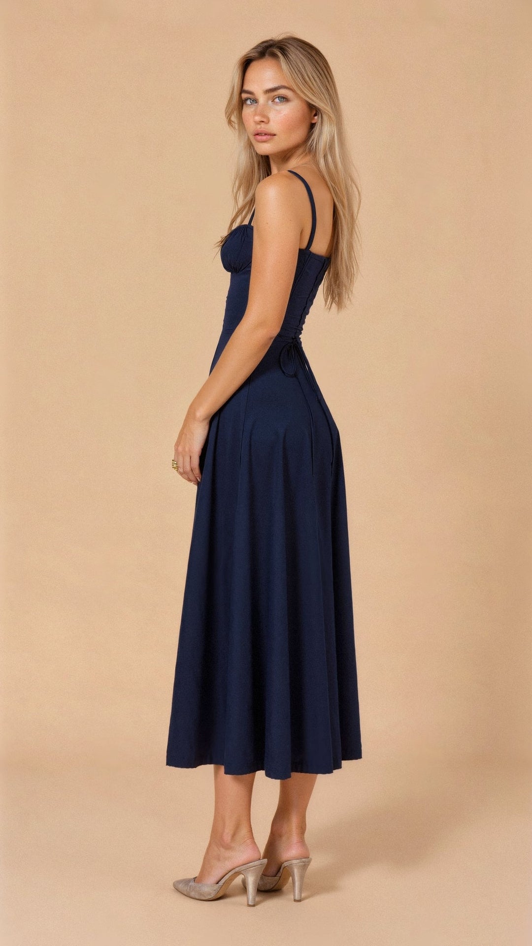 Valentina | Dames Midi-jurk met Korset en Vloeiende Rok