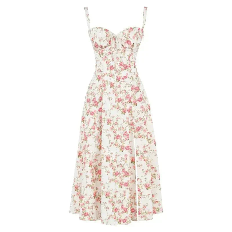 Valentina | Dames Midi-jurk met Korset en Vloeiende Rok
