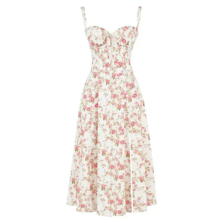 Valentina | Dames Midi-jurk met Korset en Vloeiende Rok