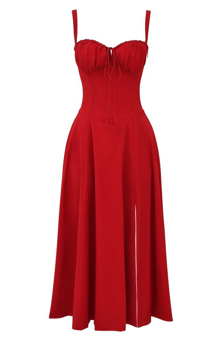 Valentina | Dames Midi-jurk met Korset en Vloeiende Rok