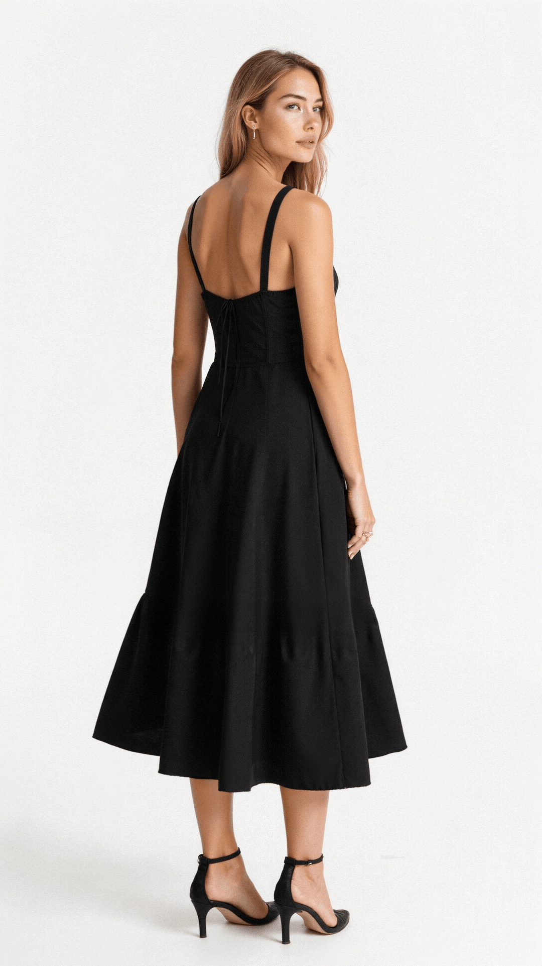 Valentina | Dames Midi-jurk met Korset en Vloeiende Rok
