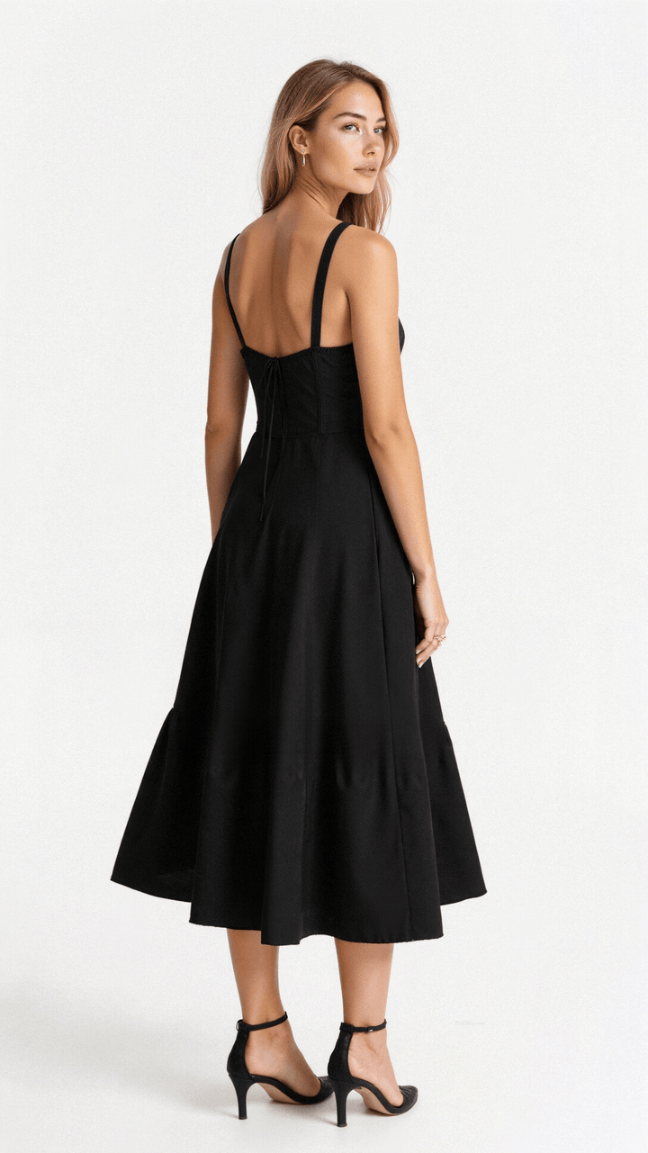 Valentina | Dames Midi-jurk met Korset en Vloeiende Rok