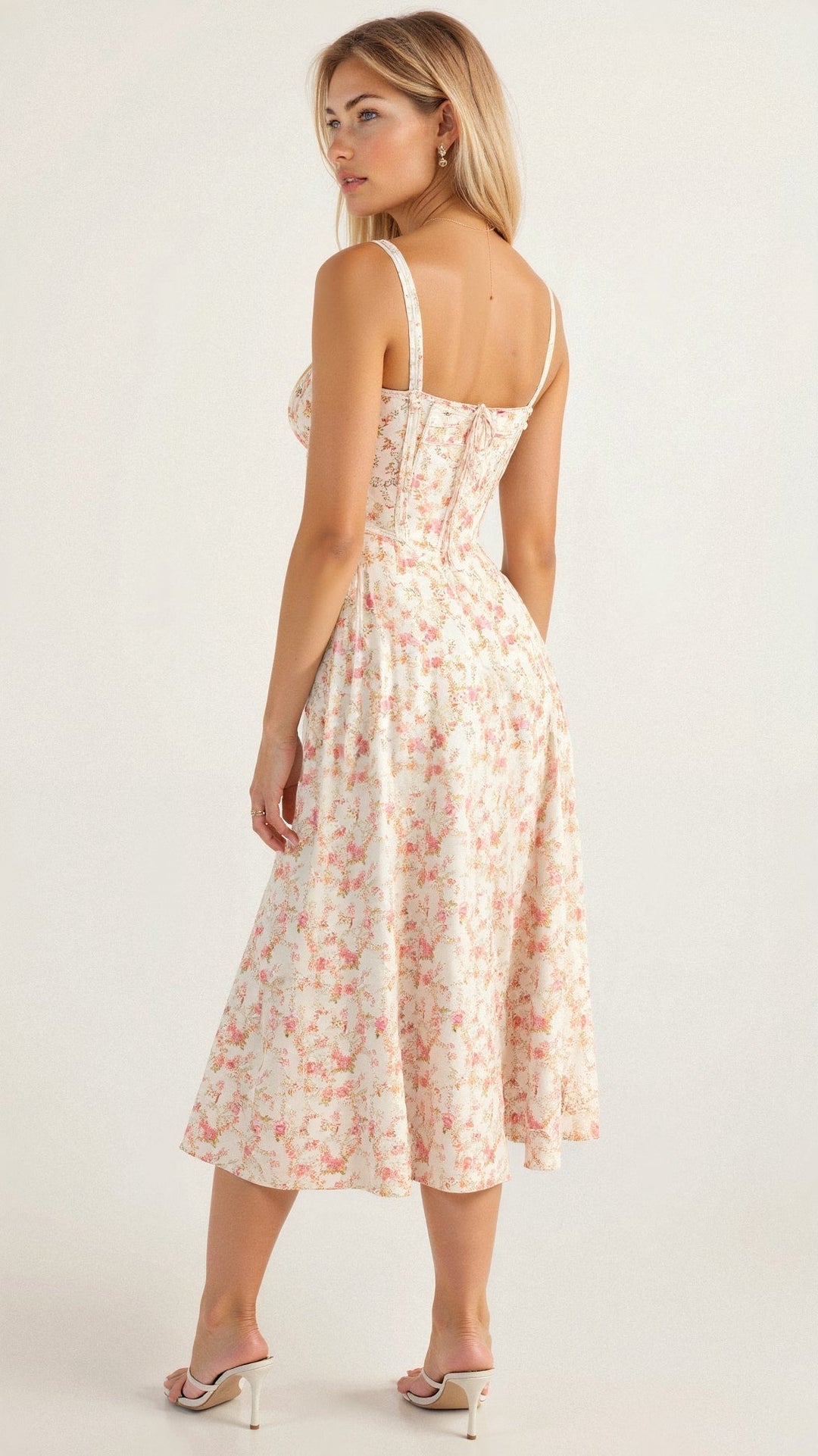 Valentina | Dames Midi-jurk met Korset en Vloeiende Rok