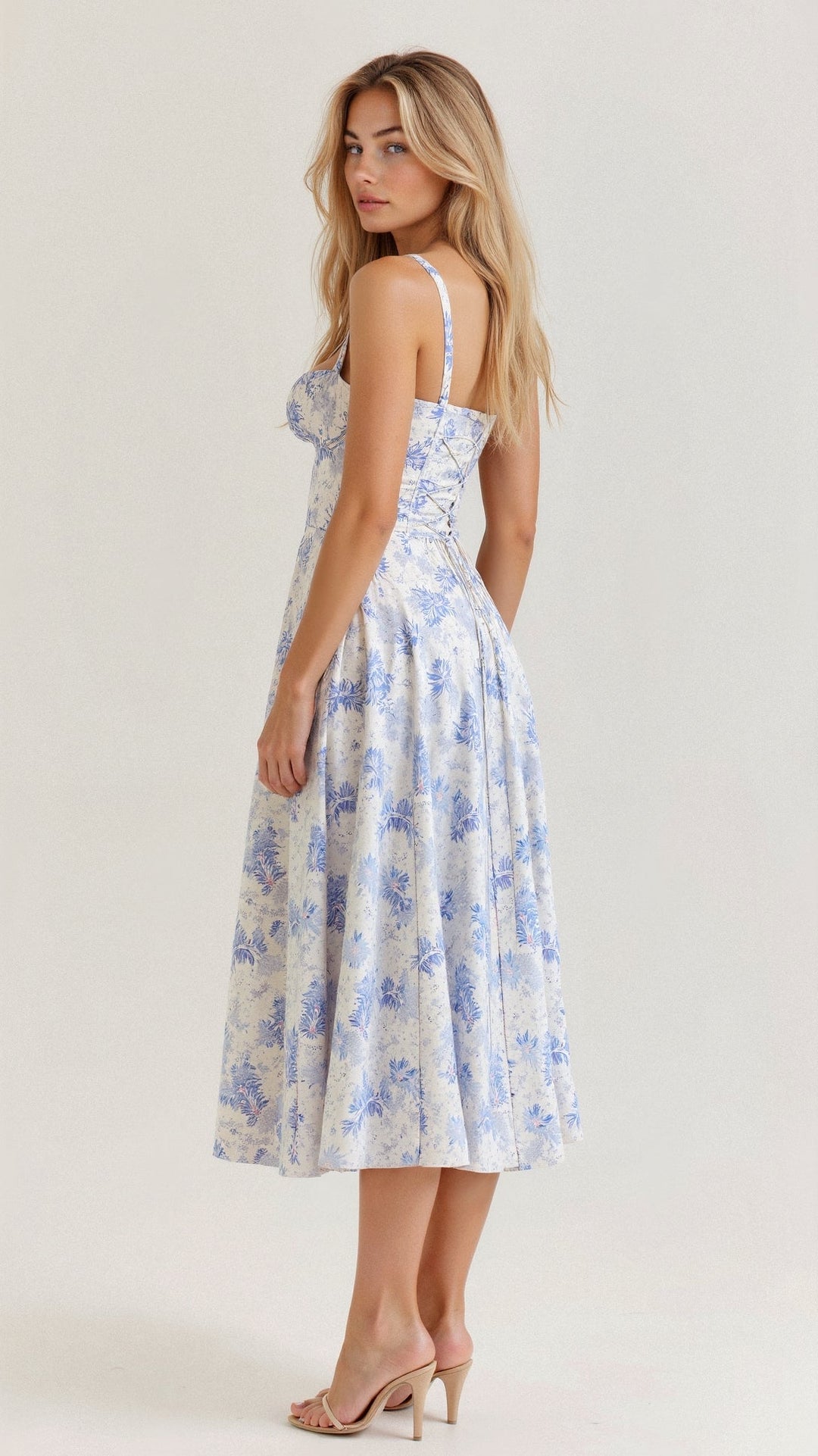 Valentina | Dames Midi-jurk met Korset en Vloeiende Rok