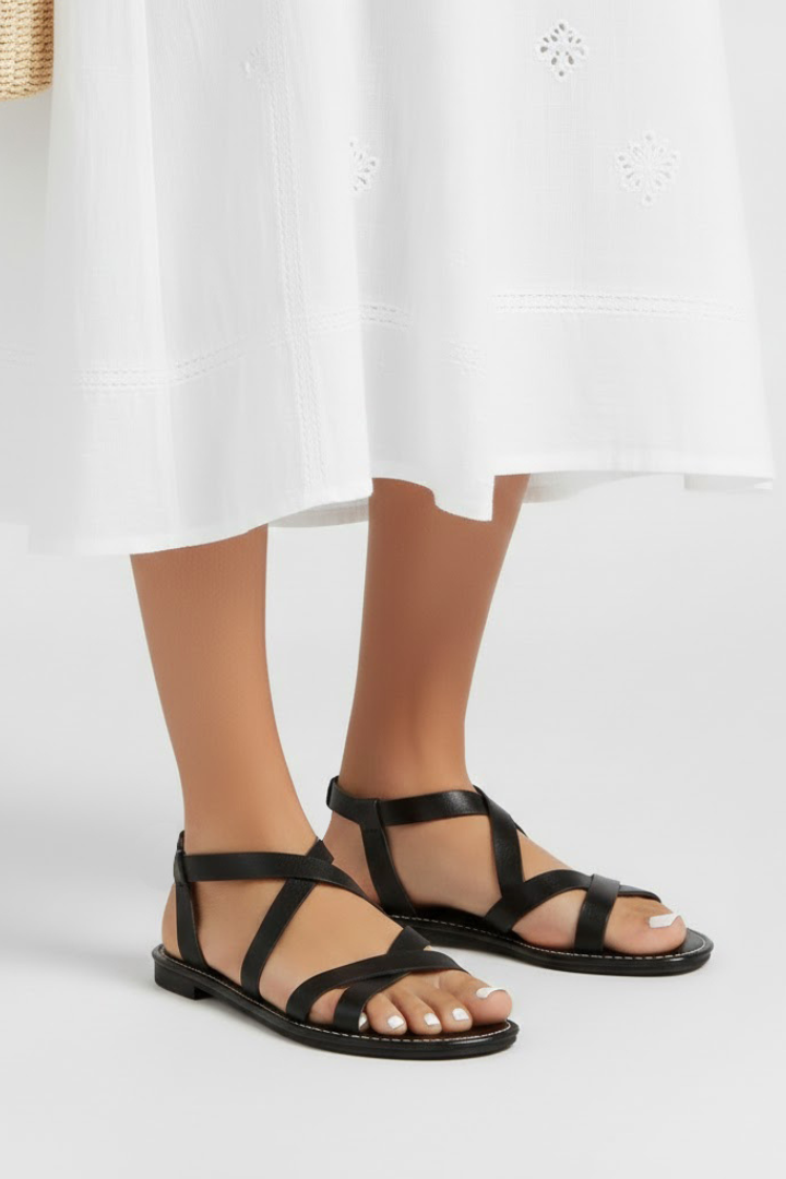 Adaline | Dames Platte Sandalen met Criss-Cross Bandjes