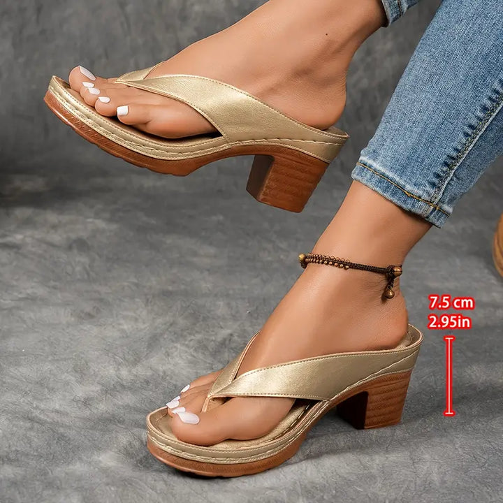 Melanie | Dames Elegante Teensandalen Met Lage Hak
