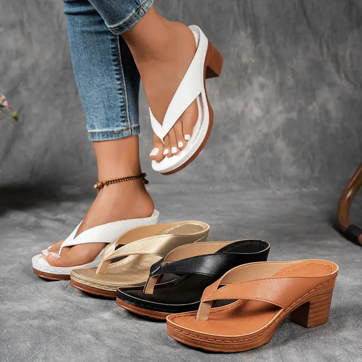 Melanie | Dames Elegante Teensandalen Met Lage Hak