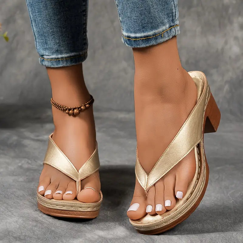 Melanie | Dames Elegante Teensandalen Met Lage Hak