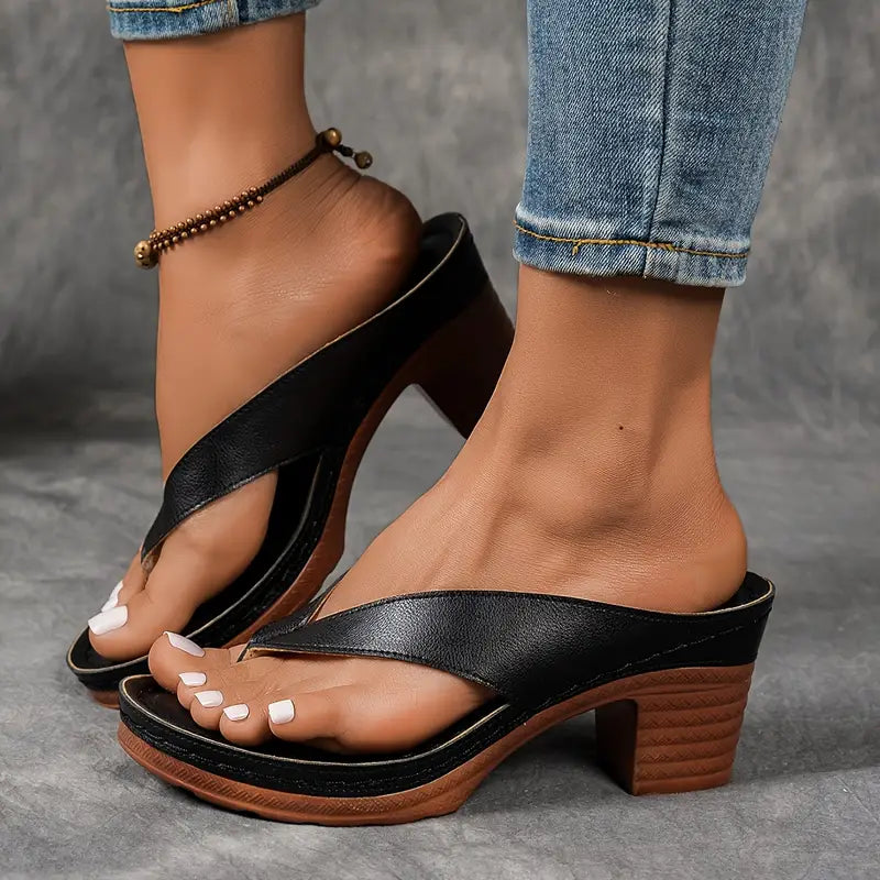 Melanie | Dames Elegante Teensandalen Met Lage Hak