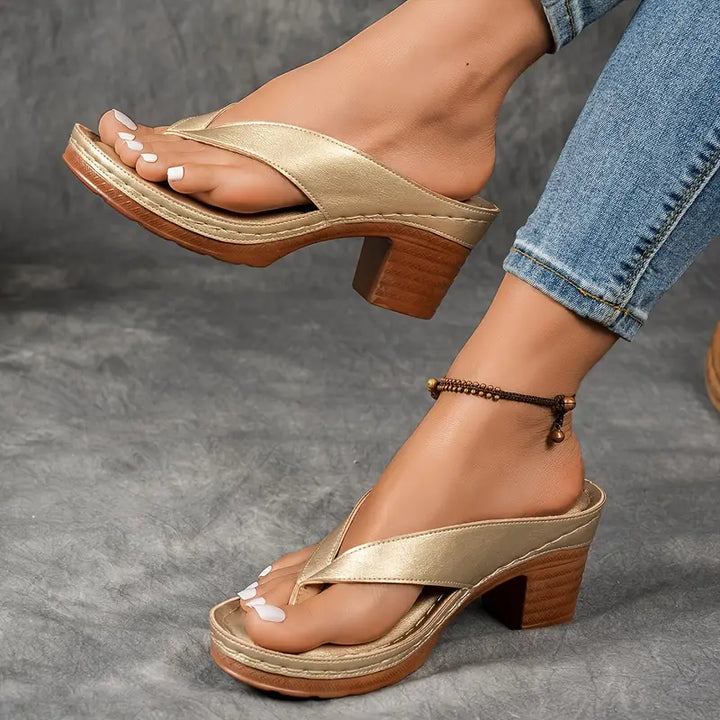 Melanie | Dames Elegante Teensandalen Met Lage Hak