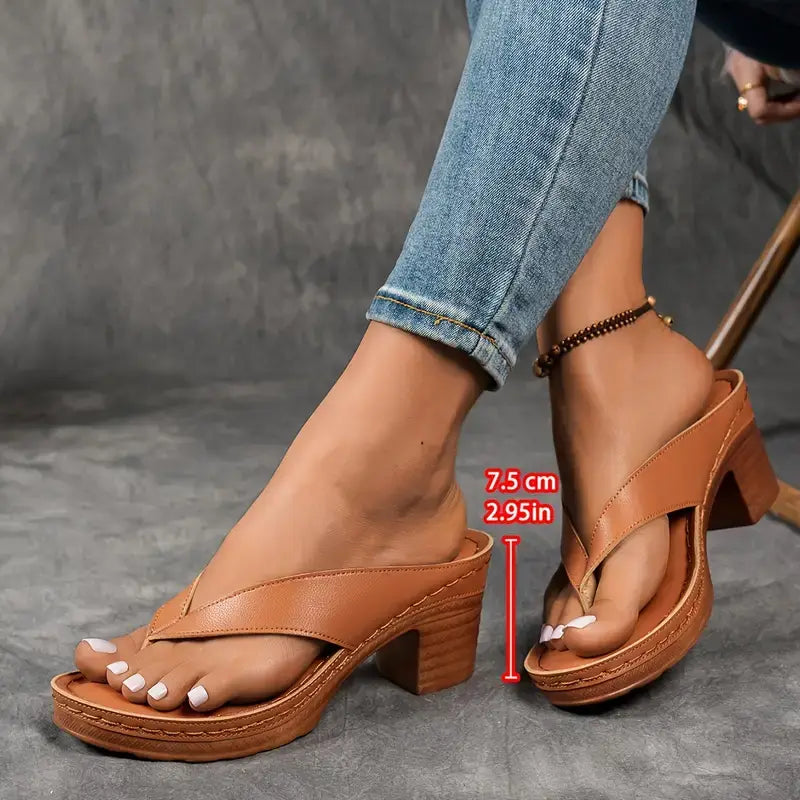 Melanie | Dames Elegante Teensandalen Met Lage Hak