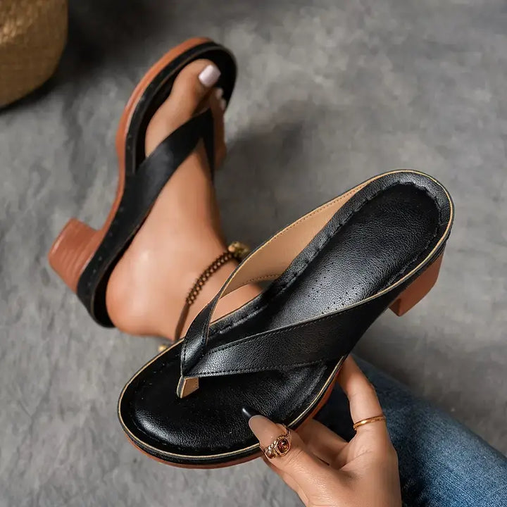 Melanie | Dames Elegante Teensandalen Met Lage Hak