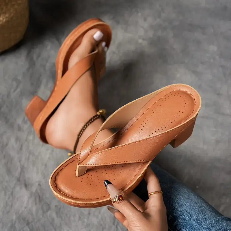 Melanie | Dames Elegante Teensandalen Met Lage Hak