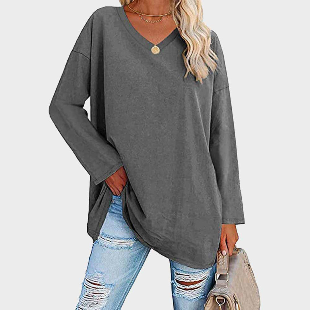 Andrea | Dames Oversized Top met V-Hals en Lange Lengte