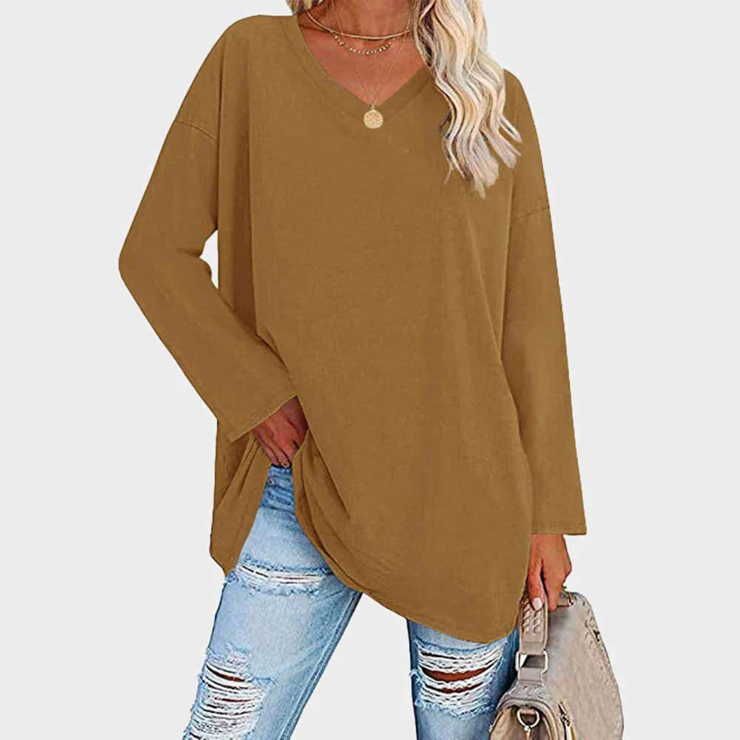 Andrea | Dames Oversized Top met V-Hals en Lange Lengte