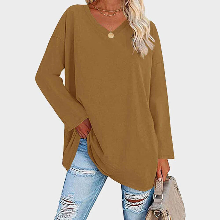 Andrea | Dames Oversized Top met V-Hals en Lange Lengte