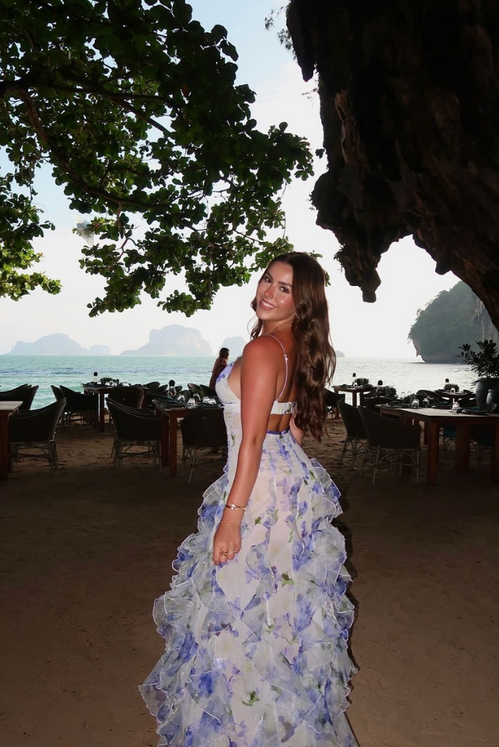 Viola | Dames Zomer Bloemen Cut-Out Maxi Jurk