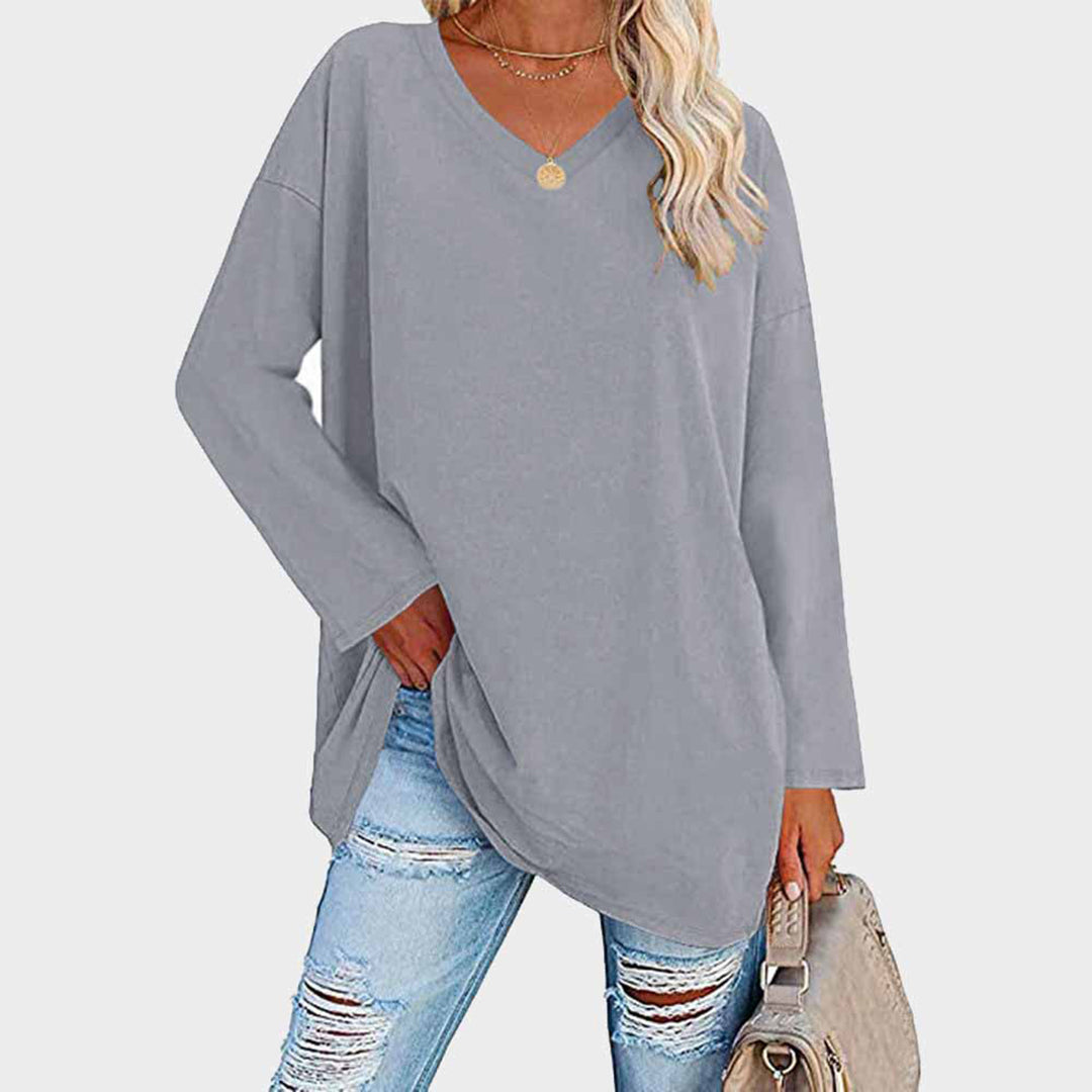 Andrea | Dames Oversized Top met V-Hals en Lange Lengte