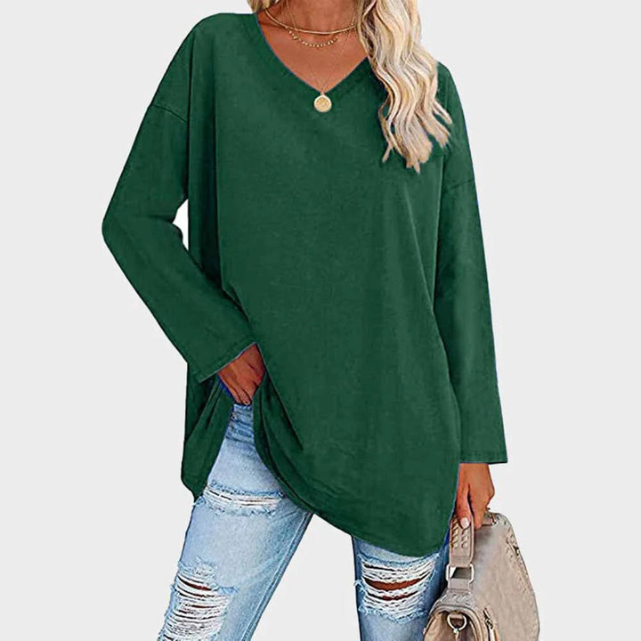 Andrea | Dames Oversized Top met V-Hals en Lange Lengte