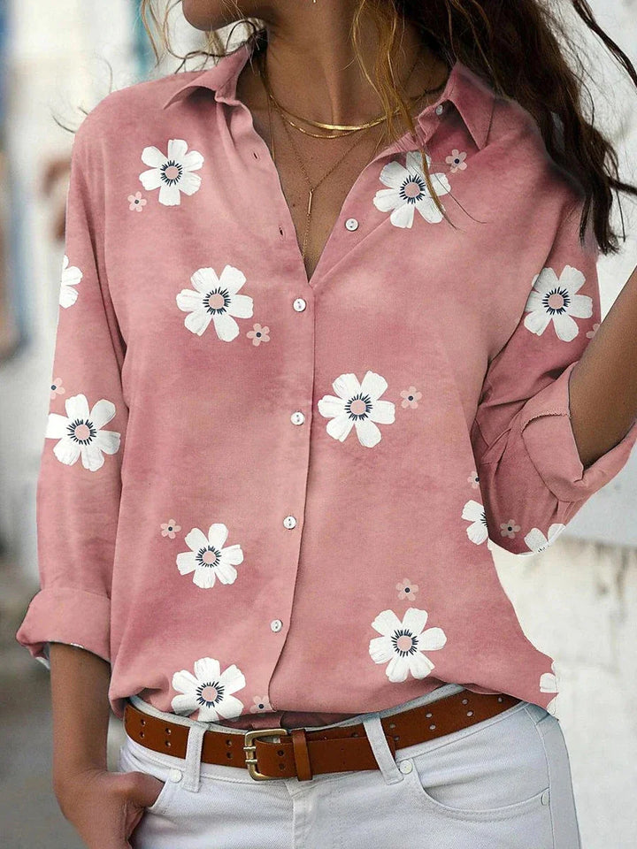 Callie | Dames Blouse Met Bloemenprint, Knoopsluiting En Lange Mouwen
