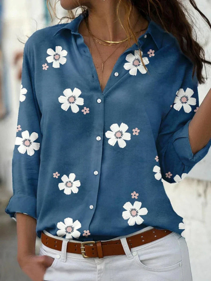 Callie | Dames Blouse Met Bloemenprint, Knoopsluiting En Lange Mouwen