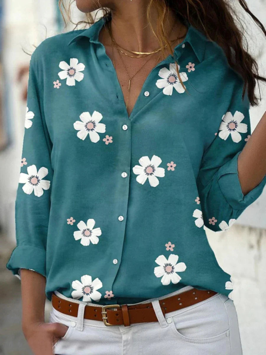 Callie | Dames Blouse Met Bloemenprint, Knoopsluiting En Lange Mouwen