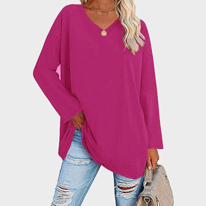Andrea | Dames Oversized Top met V-Hals en Lange Lengte