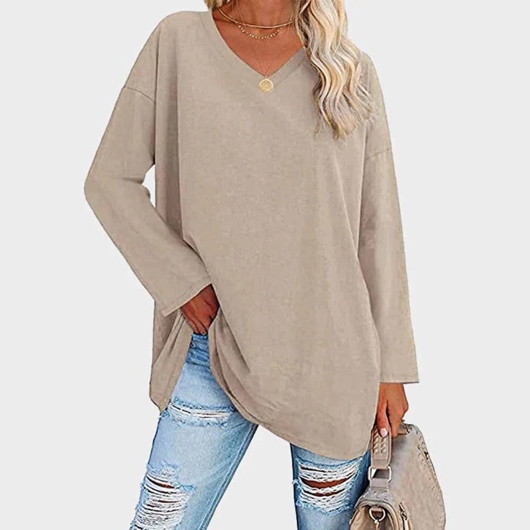 Andrea | Dames Oversized Top met V-Hals en Lange Lengte