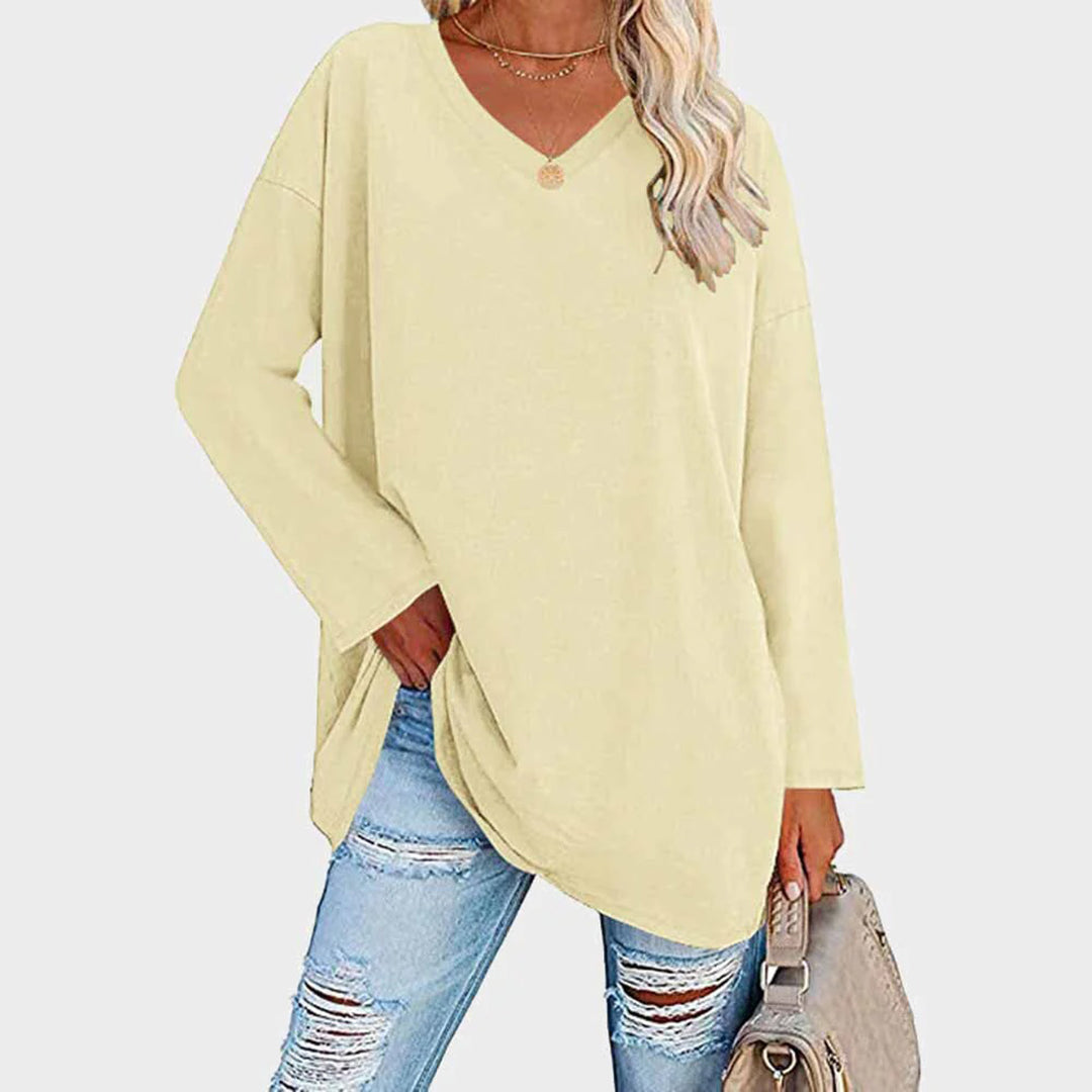 Andrea | Dames Oversized Top met V-Hals en Lange Lengte