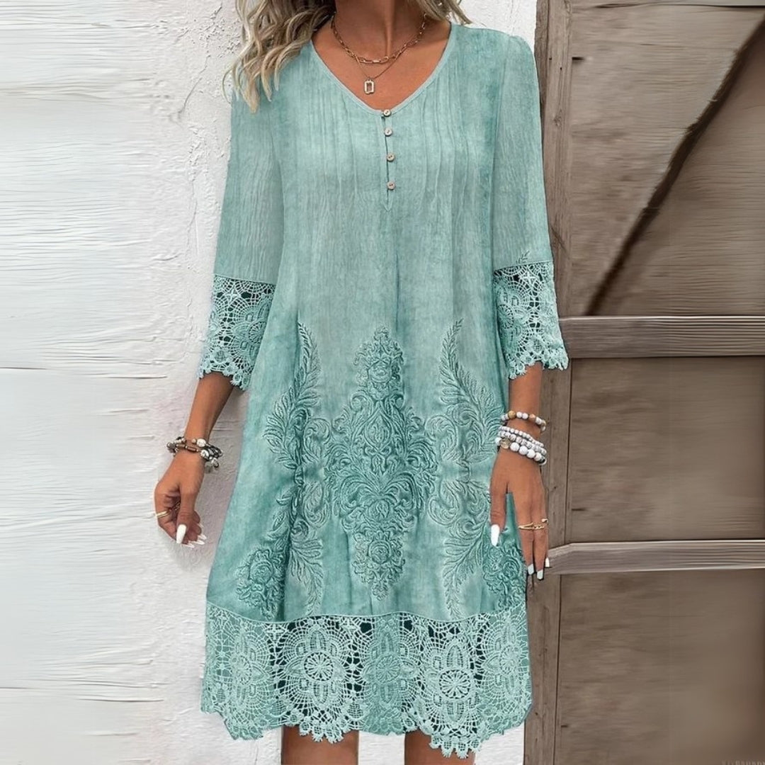 Alicia | Dames Vintage Shift Jurk Met Kanten Details