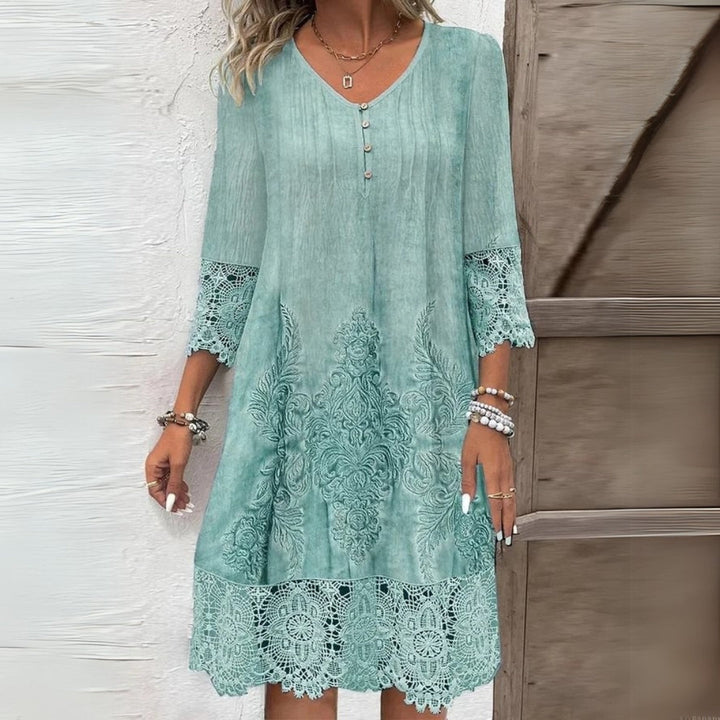 Alicia | Dames Vintage Shift Jurk Met Kanten Details