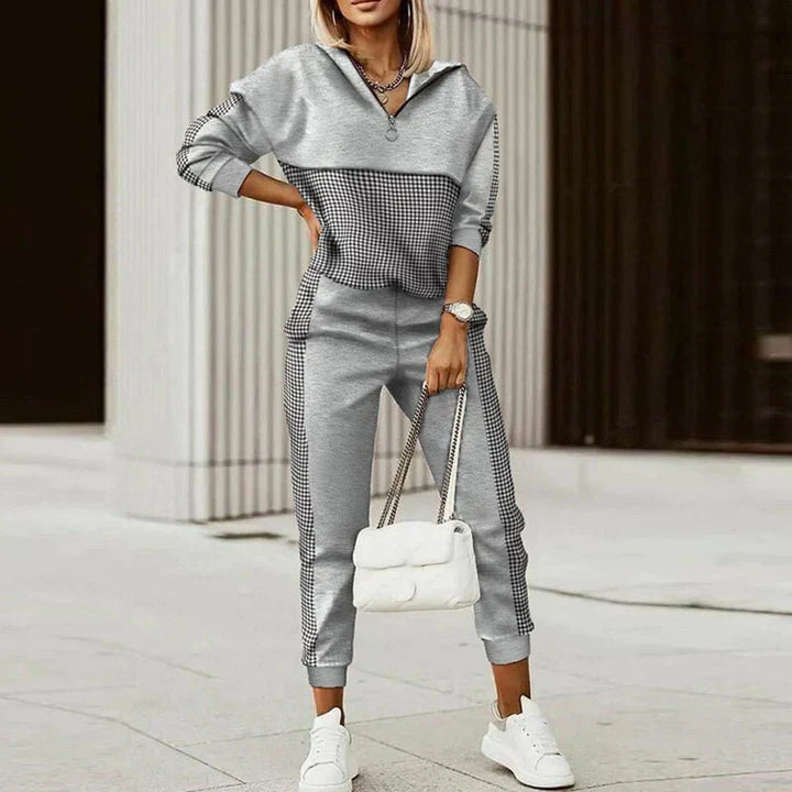 Kendra | Dames Tweedelige Geruite Tracksuit