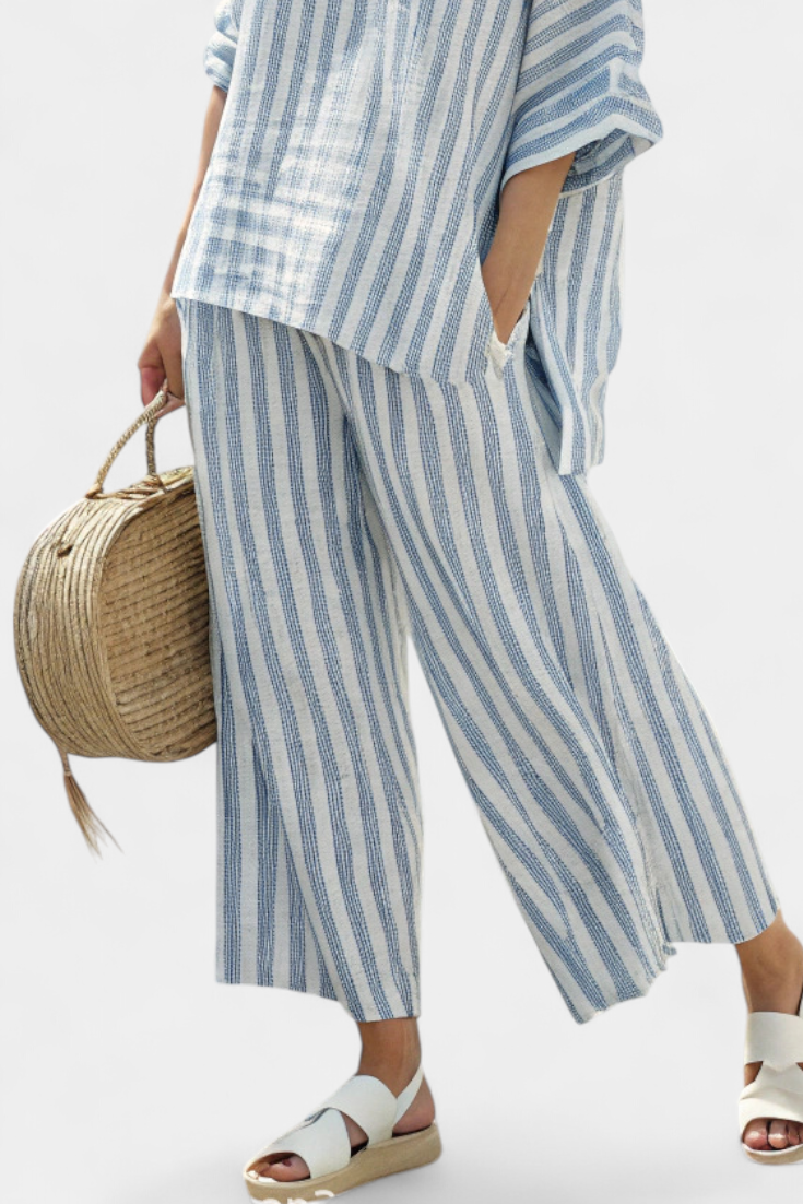 Natalie | Dames tweedelige set met gestreepte broek