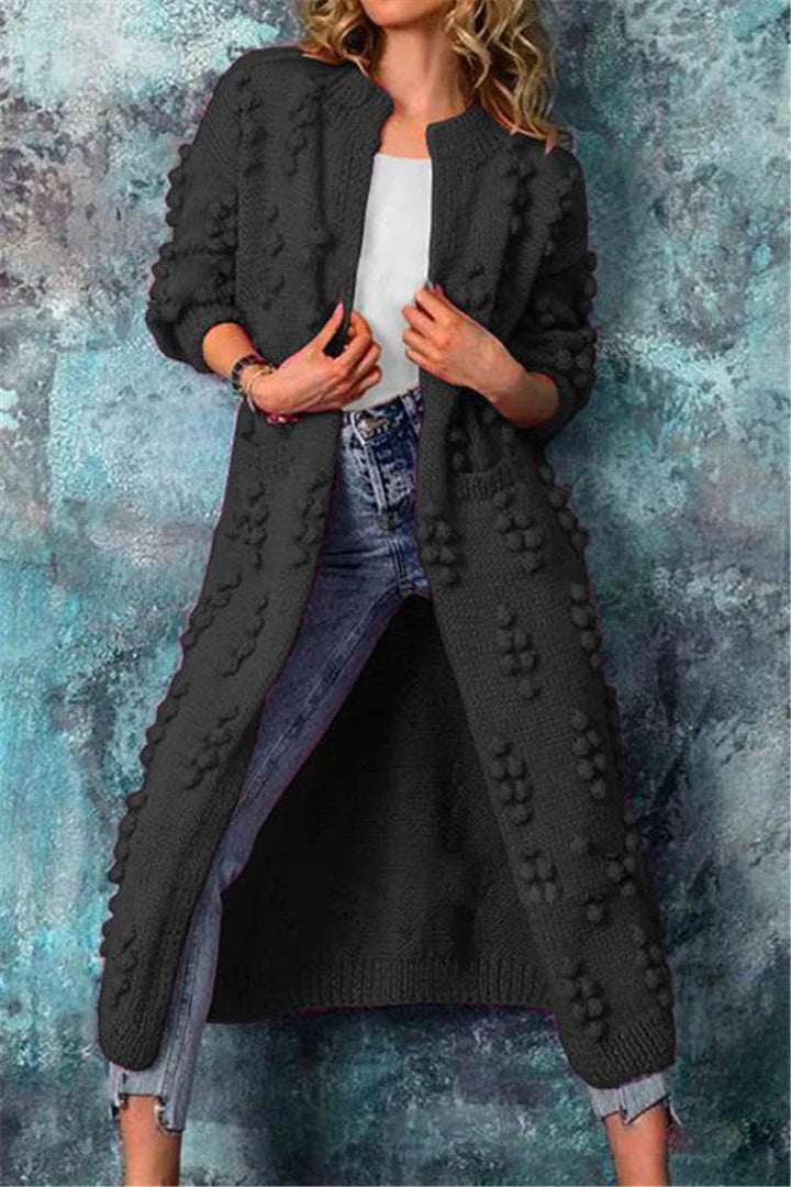 Delaney | Dames Lange Gebreide Open Cardigan met Structuur