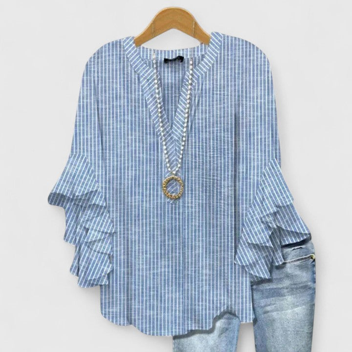 Laila | Dames Casual Top met Bloemenprint en Ruffle Mouwen