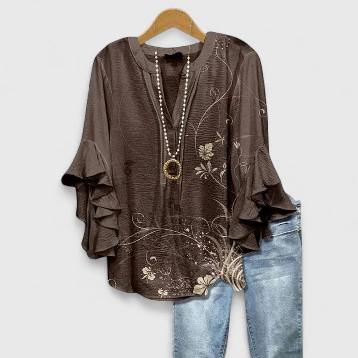 Laila | Dames Casual Top met Bloemenprint en Ruffle Mouwen