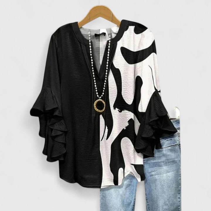 Laila | Dames Casual Top met Bloemenprint en Ruffle Mouwen