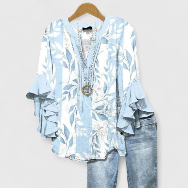 Laila | Dames Casual Top met Bloemenprint en Ruffle Mouwen