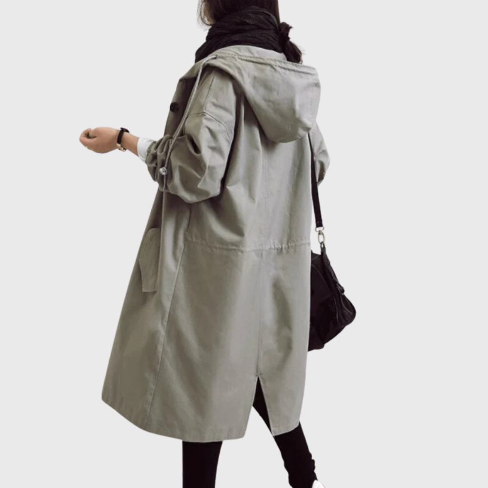 Hailey | Dames Casual Lange Jas Met Capuchon En Knoopsluiting