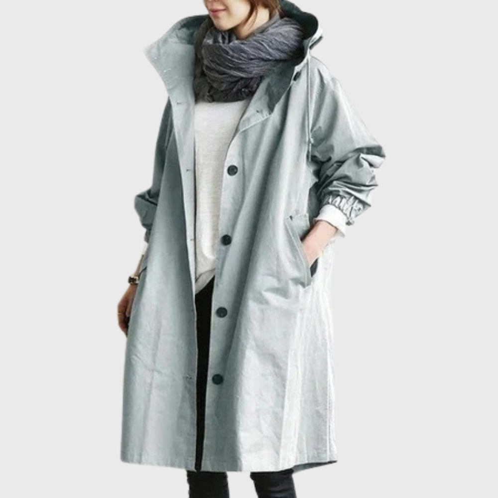 Hailey | Dames Casual Lange Jas Met Capuchon En Knoopsluiting