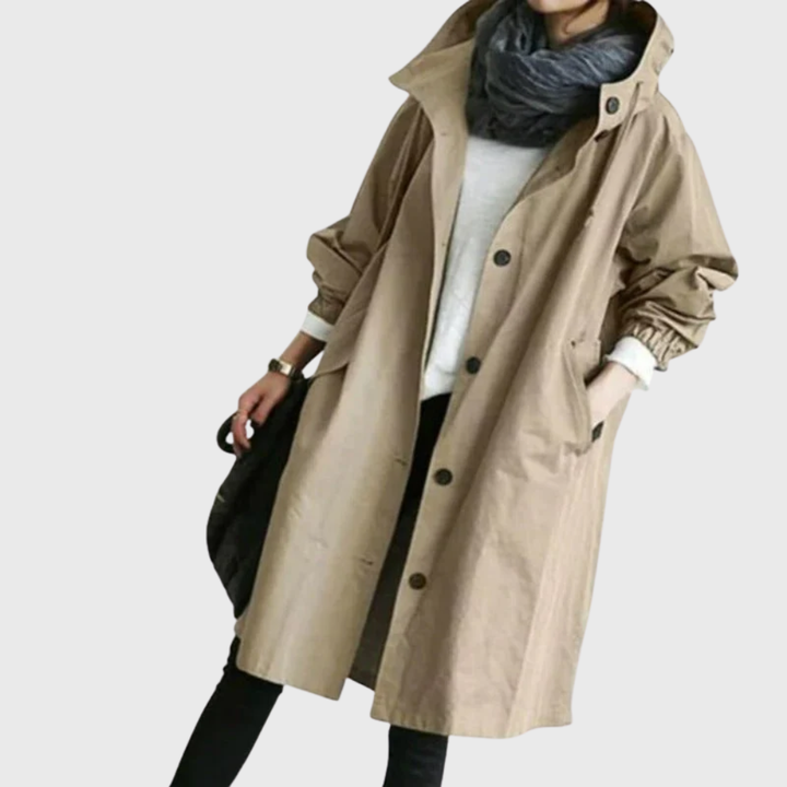 Hailey | Dames Casual Lange Jas Met Capuchon En Knoopsluiting