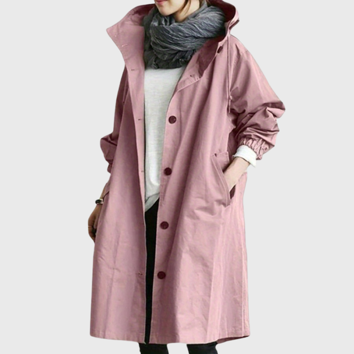 Hailey | Dames Casual Lange Jas Met Capuchon En Knoopsluiting