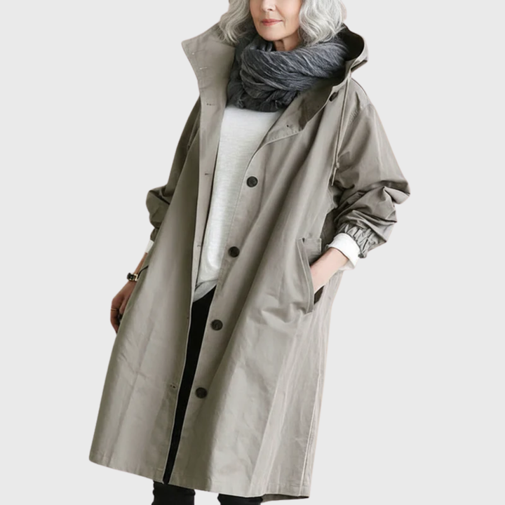 Hailey | Dames Casual Lange Jas Met Capuchon En Knoopsluiting