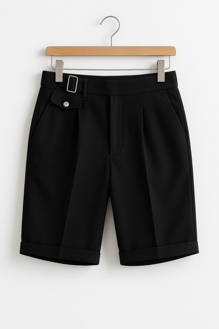 Dominic | Heren Geplooide Getailleerde Shorts met Zijgespen