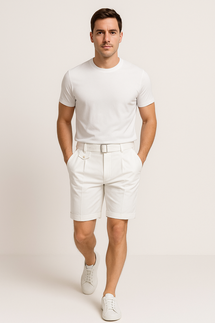 Dominic | Heren Geplooide Getailleerde Shorts met Zijgespen