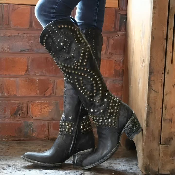 Riley | Dames western studs halfhoge laarzen