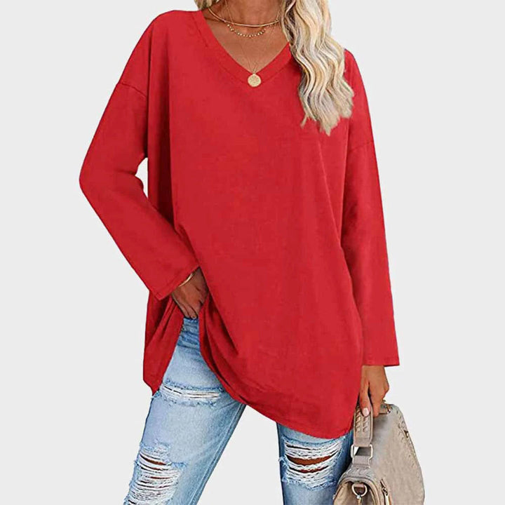 Andrea | Dames Oversized Top met V-Hals en Lange Lengte