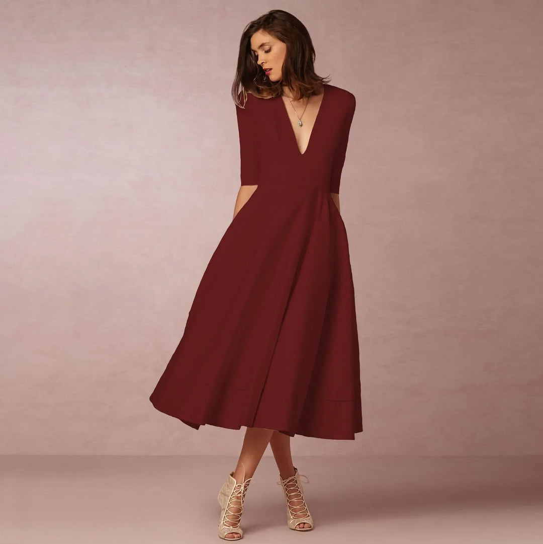 Abigail | Dames Elegante Soepel Vallende Midi Jurk