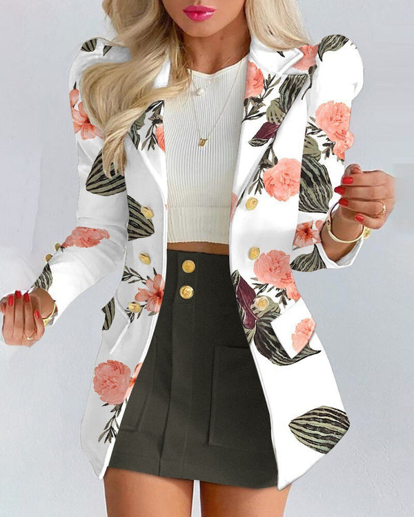 Abigail | Dames Blazer en Rok Set met Bloemenprint